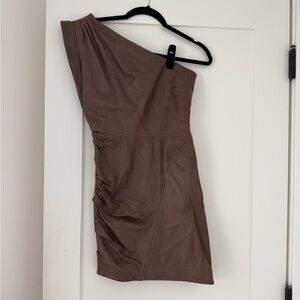 Lamarque One-Shoulder Chocolate Mini Dress
